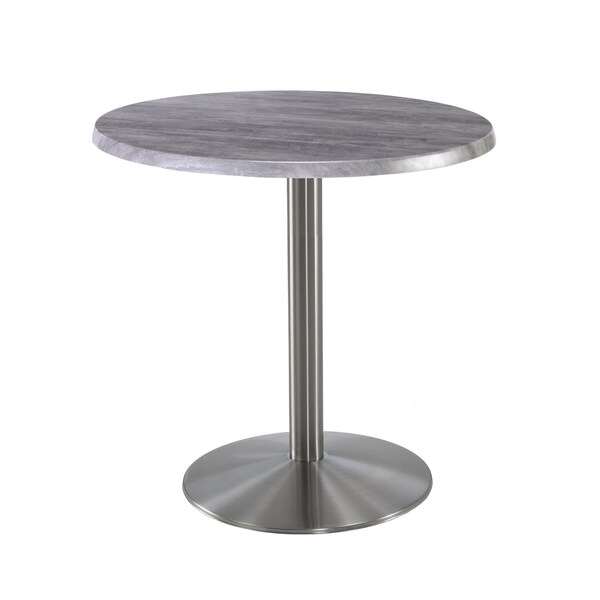 36" Tall OD214 Stainless Steel Table Base 22" Diameter 30" Diameter Greystone Top